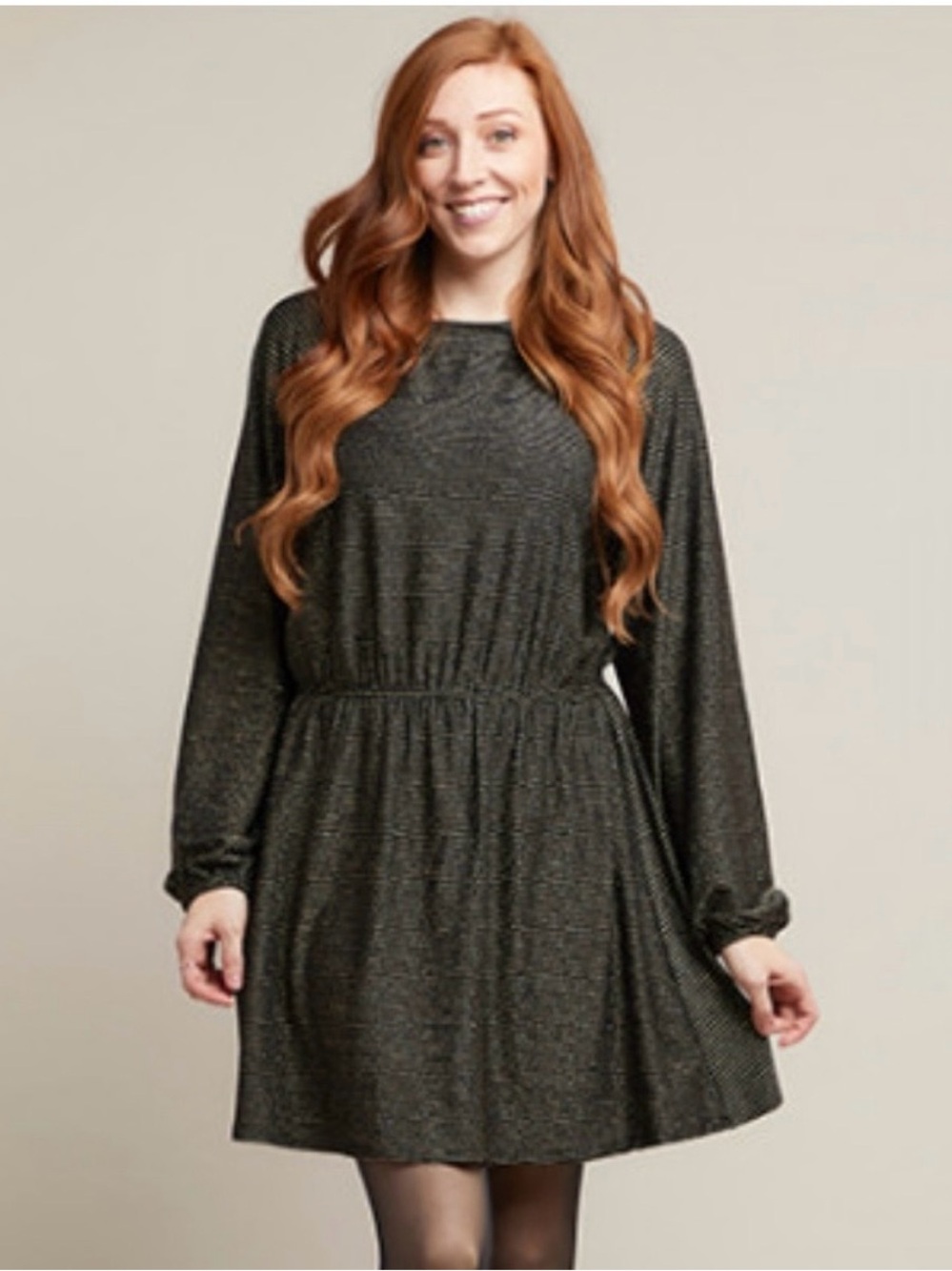 Piphany ‘Broadway’ Dress in black and gold shimmer pinstripes